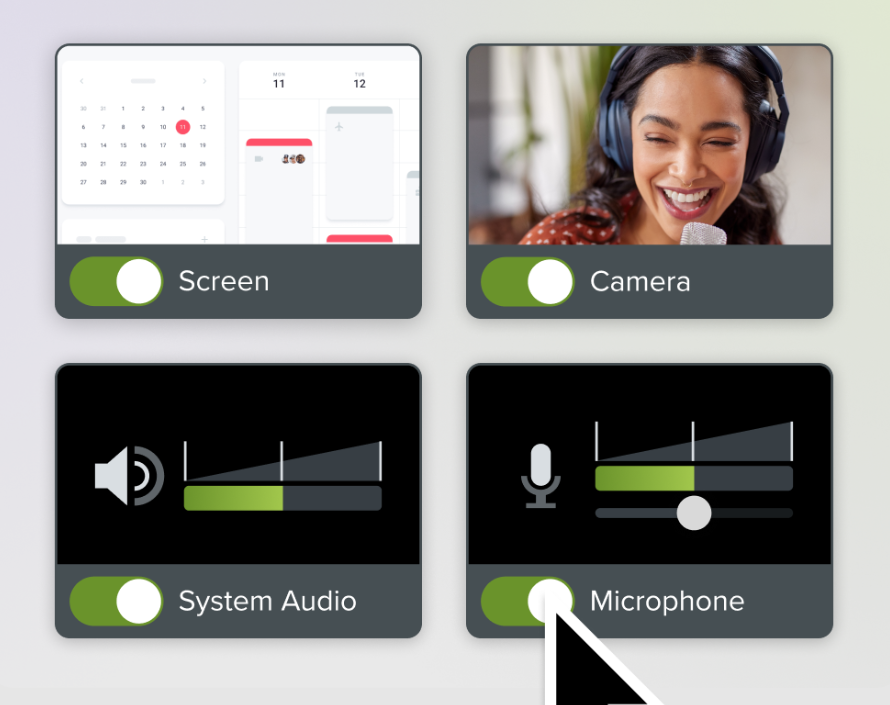Screen recording interface with timeline editing